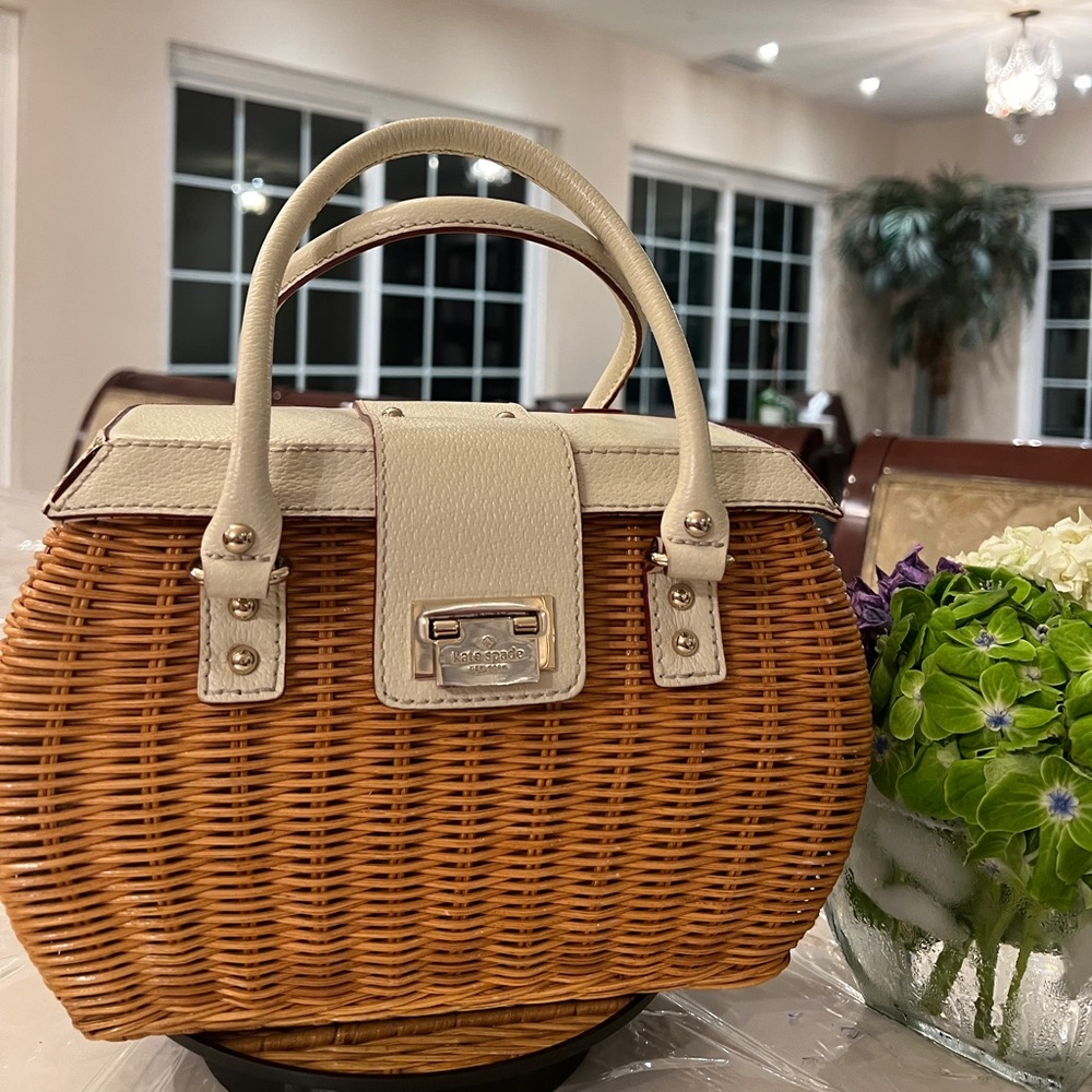 Vintage Kate Spade New York Wicker Basket Bag – Early 2000s Floral Lined